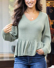 Load image into Gallery viewer, Mel&#39;s Pretty Peplum Sweater SALE
