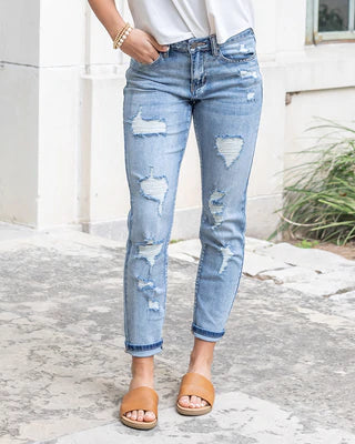 New Distressed Girlfriend Denim SALE