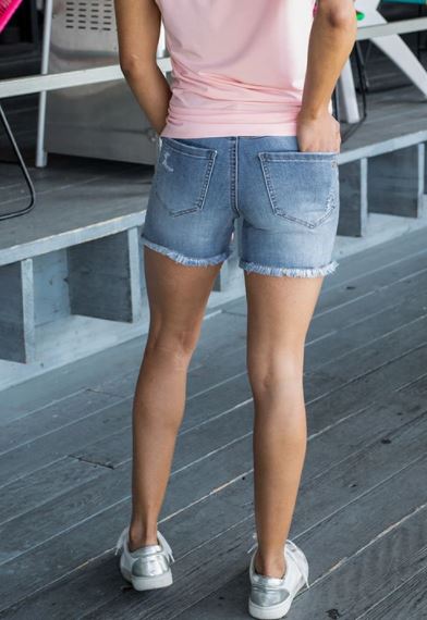Patched Distressed Shorts