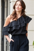 Resa Cotton One Shoulder Ruffle Tank