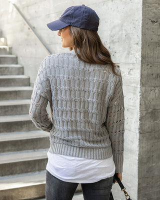 Skip Stitched Cabled Button Sweater SALE
