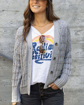 Skip Stitched Cabled Button Sweater SALE