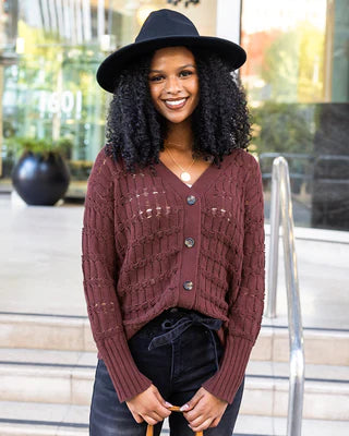 Skip Stitched Cabled Button Sweater SALE