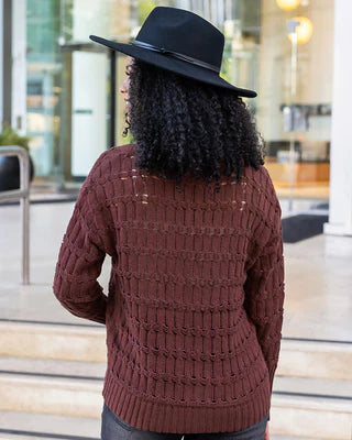 Skip Stitched Cabled Button Sweater SALE