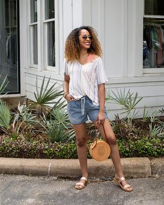 Stretch Chambray Shorts