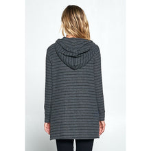 Load image into Gallery viewer, Striped Long Sleeve Tunic Hoodie with Side Slits
